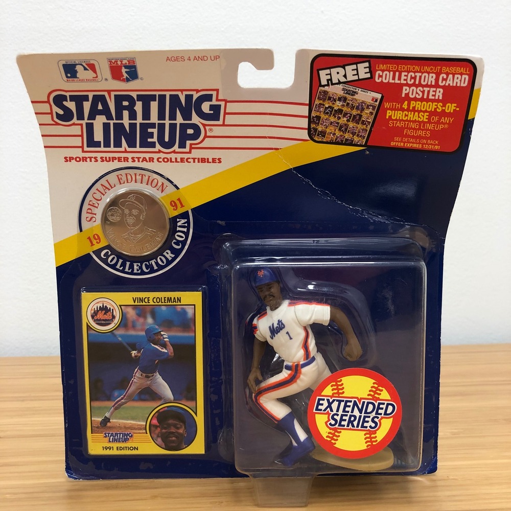 Kenner‎ Starting Lineup Vince Coleman Mets 1991 MLB Figure Blue Extended Series